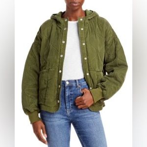 BLANKNYC Olive Quilted Hooded Jacket